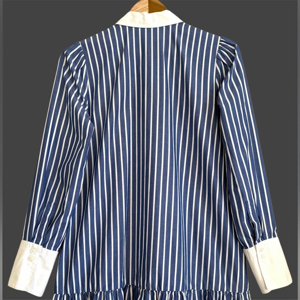 J. CREW 100% Cotton Preppy City Chic Dropped Waist Striped Summer Shirt Dress 6 - Picture 7 of 9
